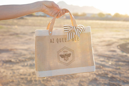 Small AZ Queen Bee Branded Market Tote Bag