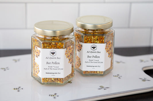 Bee pollen from local Arizona Bees. AZ Queen Bee bee pollen bundle and save.